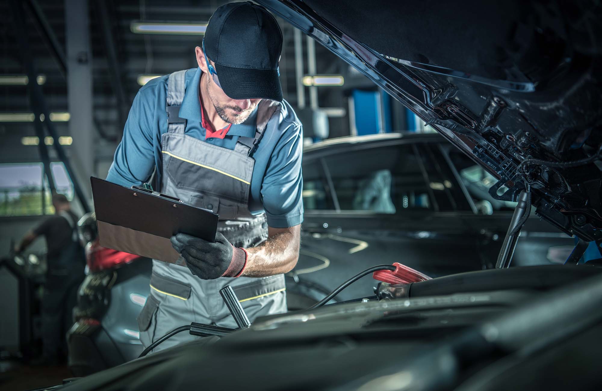 Mechanic Detailed Inspection. Car Mechanic Detailed Vehicle Inspection. Auto Service Center Theme.